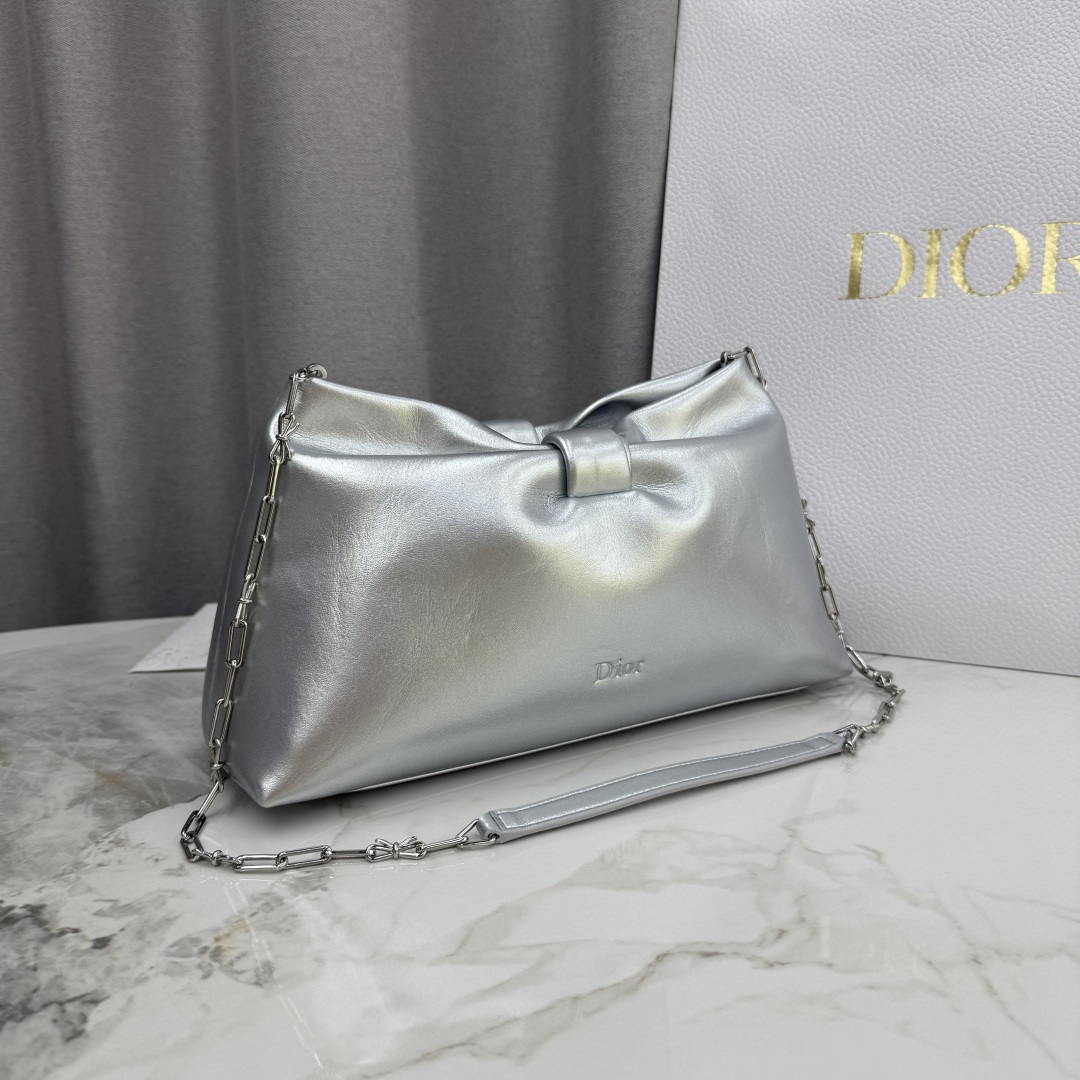 Dior Medium Dior Bow Bag M0714OUQO_M900 Silver Lambskin