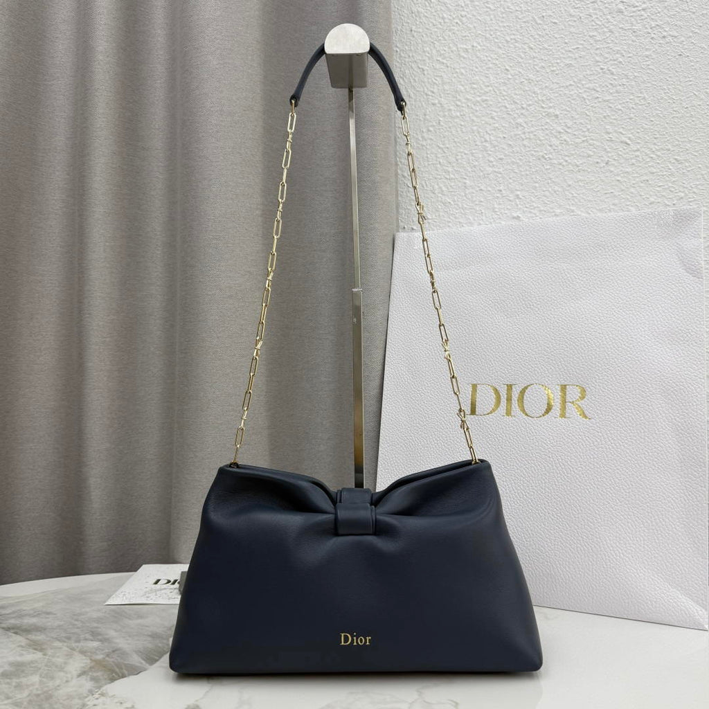 Dior Medium Dior Bow Bag M0714OUQO_M900 Navy Blue Lambskin