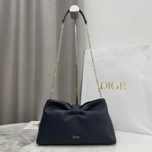 Dior Medium Dior Bow Bag M0714OUQO_M900 Navy Blue Lambskin - Default Title - View 1