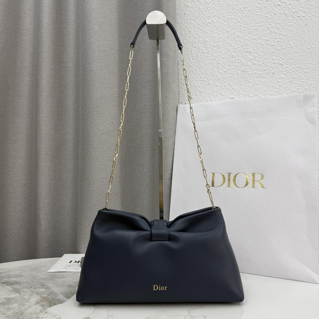 Dior Medium Dior Bow Bag M0714OUQO_M900 Navy Blue Lambskin