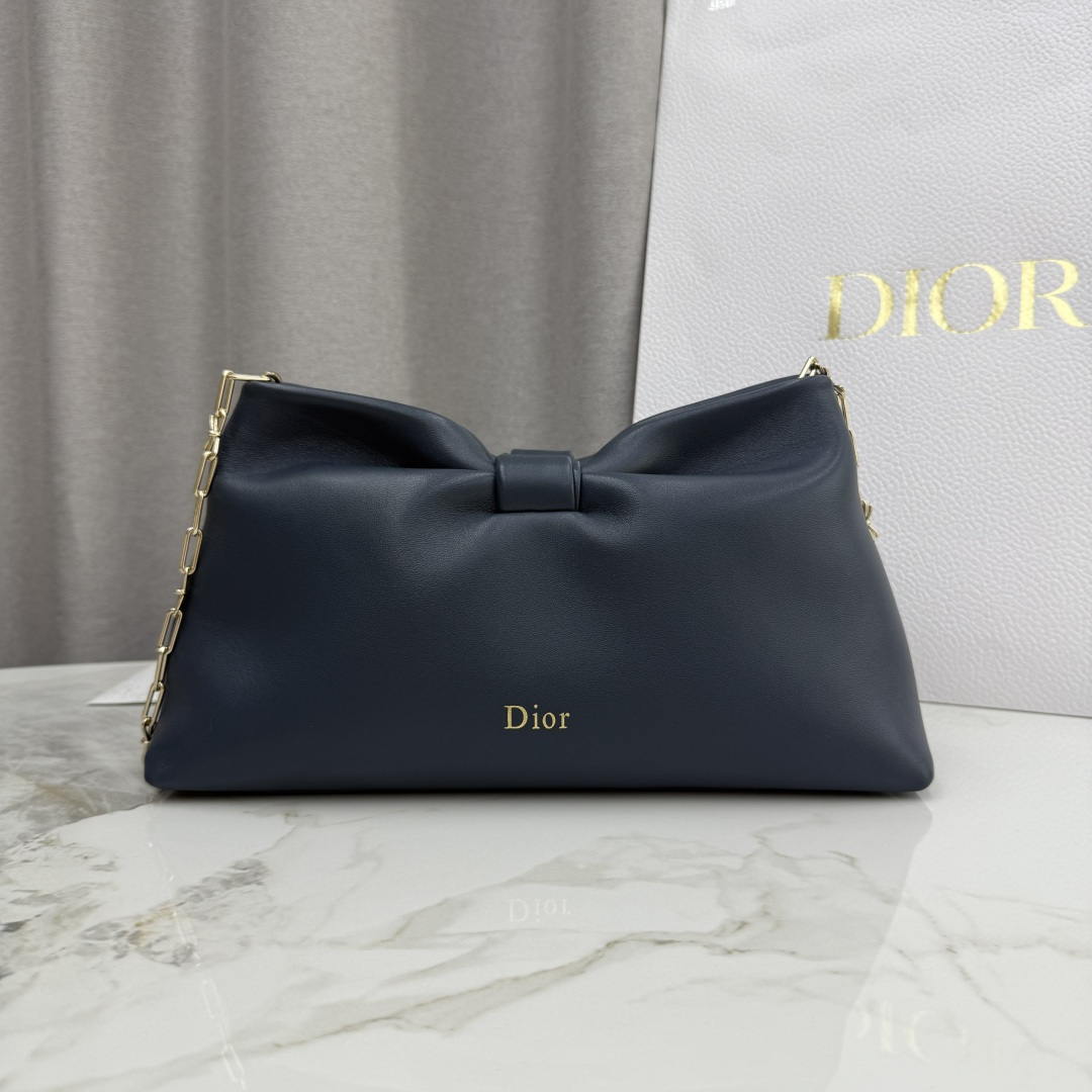 Dior Medium Dior Bow Bag M0714OUQO_M900 Navy Blue Lambskin