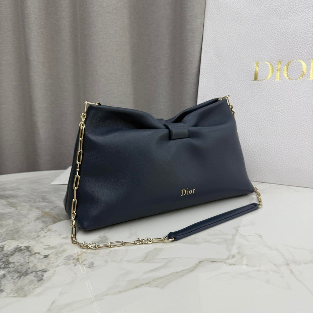 Dior Medium Dior Bow Bag M0714OUQO_M900 Navy Blue Lambskin