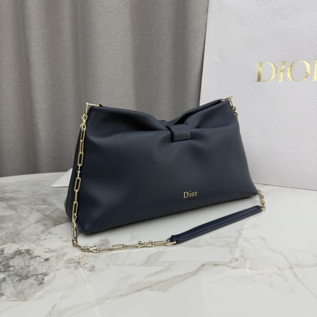 Dior Medium Dior Bow Bag M0714OUQO_M900 Navy Blue Lambskin - Default Title - View 3