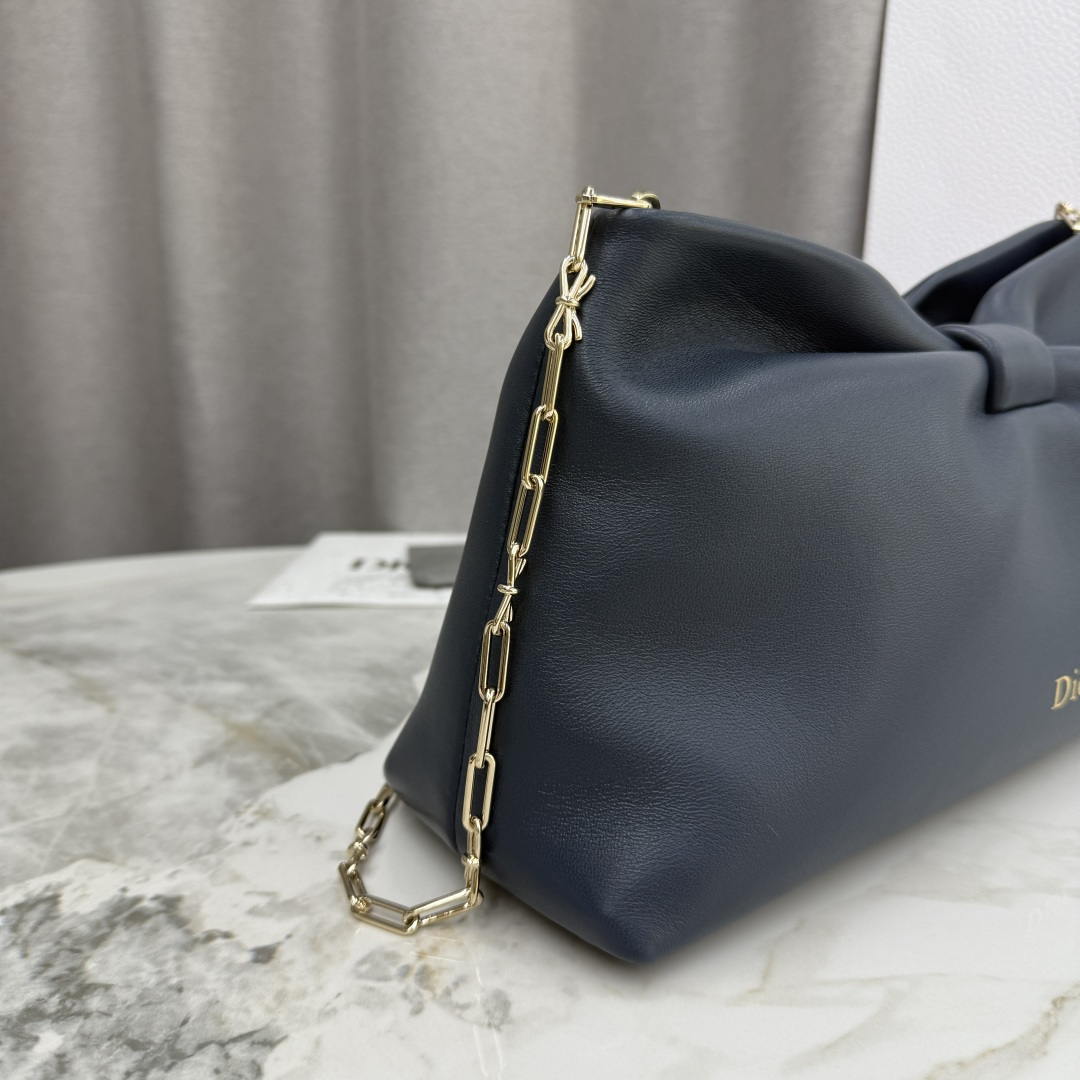 Dior Medium Dior Bow Bag M0714OUQO_M900 Navy Blue Lambskin