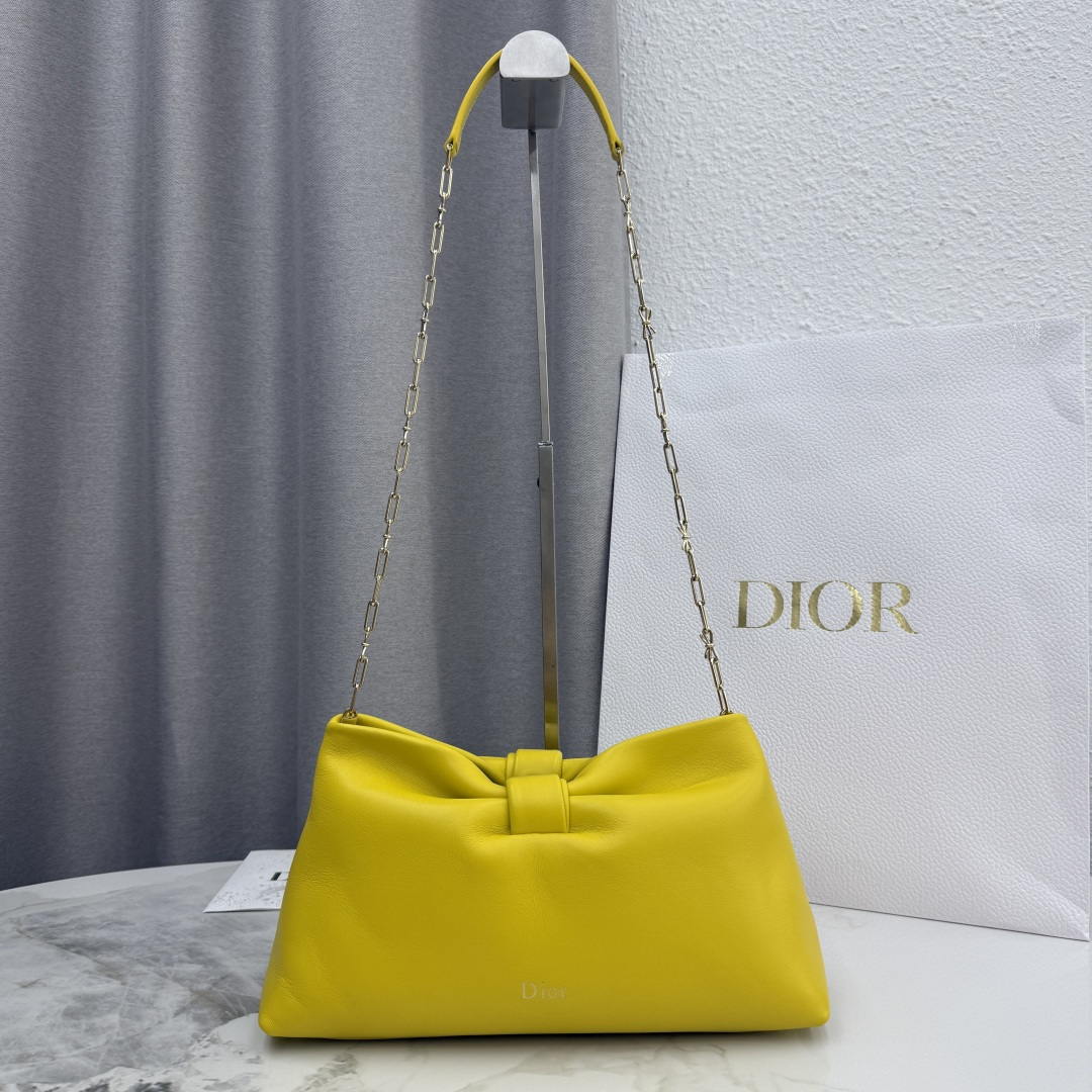 Dior Medium Dior Bow Bag M0714OUQO_M900 Yellow Lambskin - Default Title - View 1
