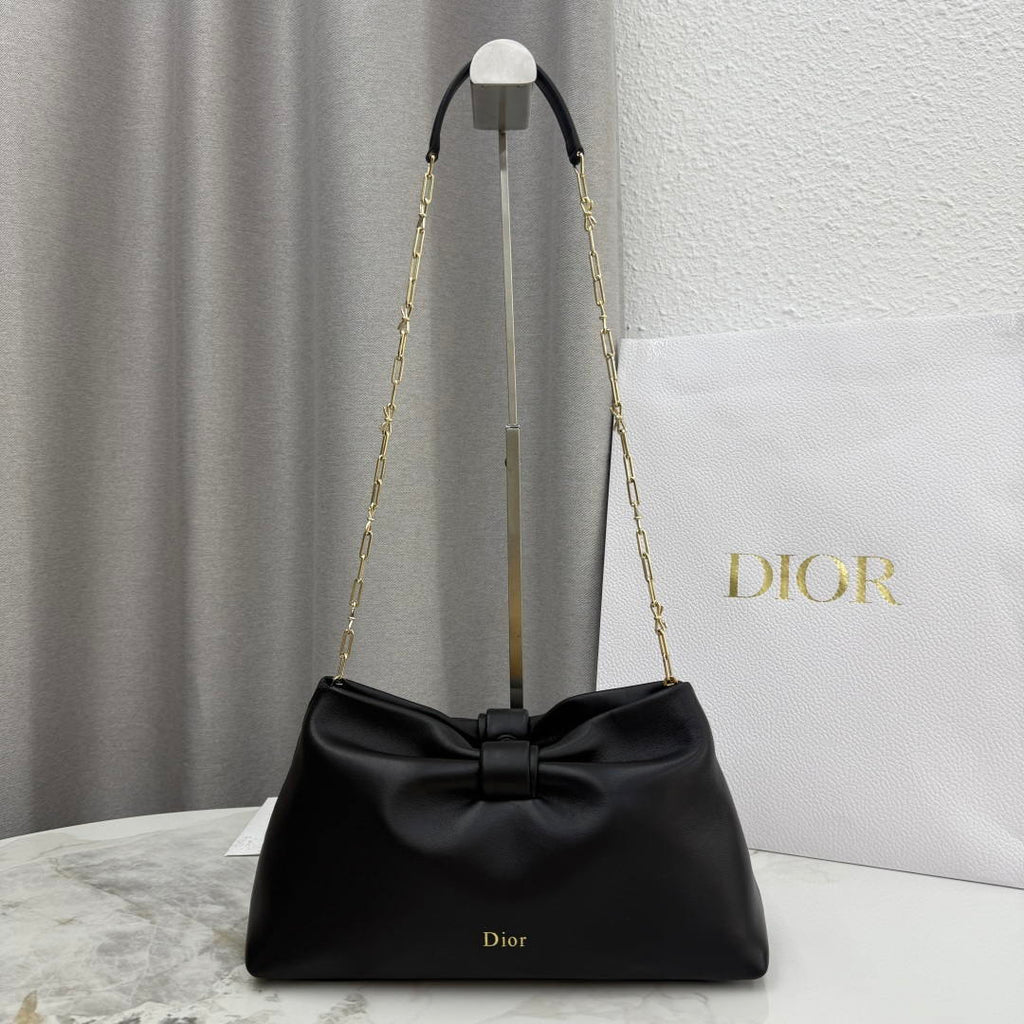 Dior Medium Dior Bow Bag Black Lambskin M0714OUQO_M900 Gold