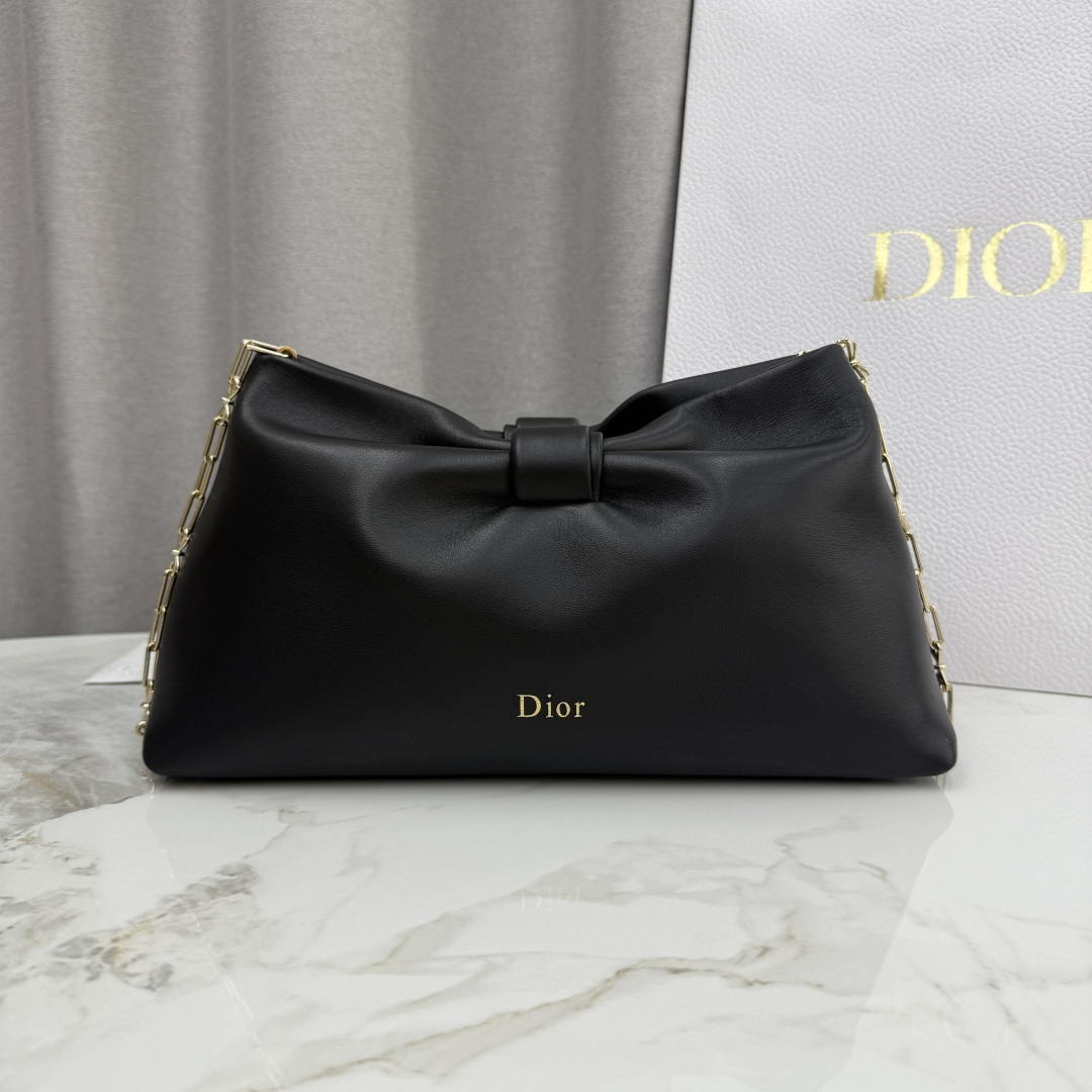 Dior Medium Dior Bow Bag Black Lambskin M0714OUQO_M900 Gold - Default Title - View 2