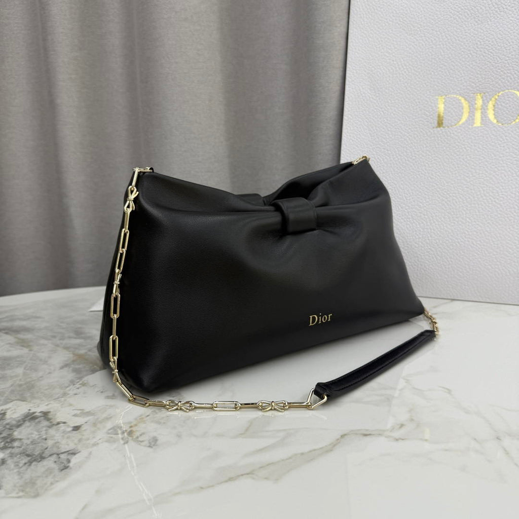 Dior Medium Dior Bow Bag Black Lambskin M0714OUQO_M900 Gold