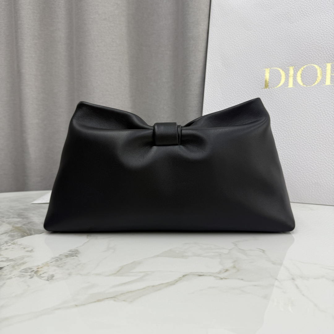 Dior Medium Dior Bow Bag Black Lambskin M0714OUQO_M900 Gold