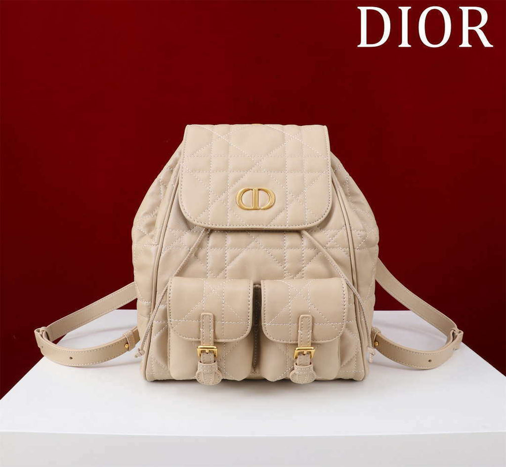 Dior Medium Dior Caro Backpack Apricot Macrocannage Lambskin M6301
