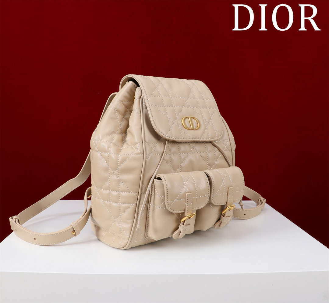 Dior Medium Dior Caro Backpack Apricot Macrocannage Lambskin M6301