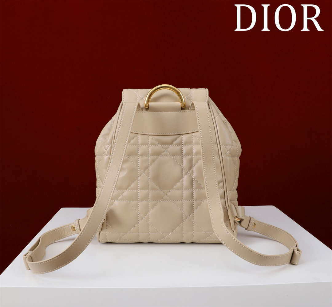Dior Medium Dior Caro Backpack Apricot Macrocannage Lambskin M6301