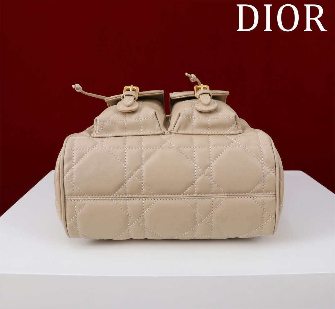 Dior Medium Dior Caro Backpack Apricot Macrocannage Lambskin M6301