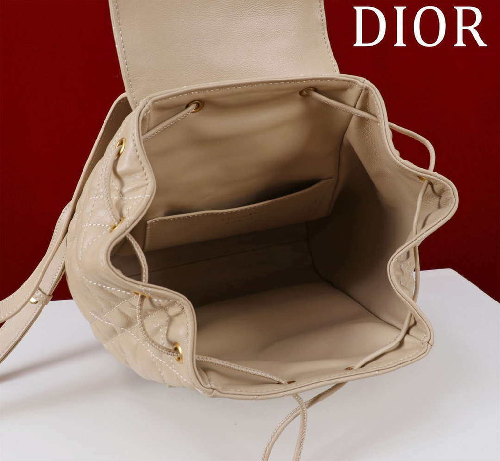 Dior Medium Dior Caro Backpack Apricot Macrocannage Lambskin M6301