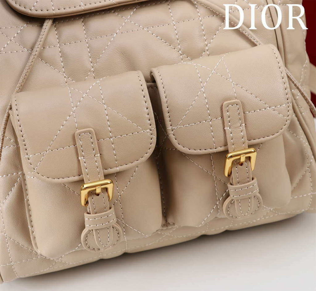 Dior Medium Dior Caro Backpack Apricot Macrocannage Lambskin M6301