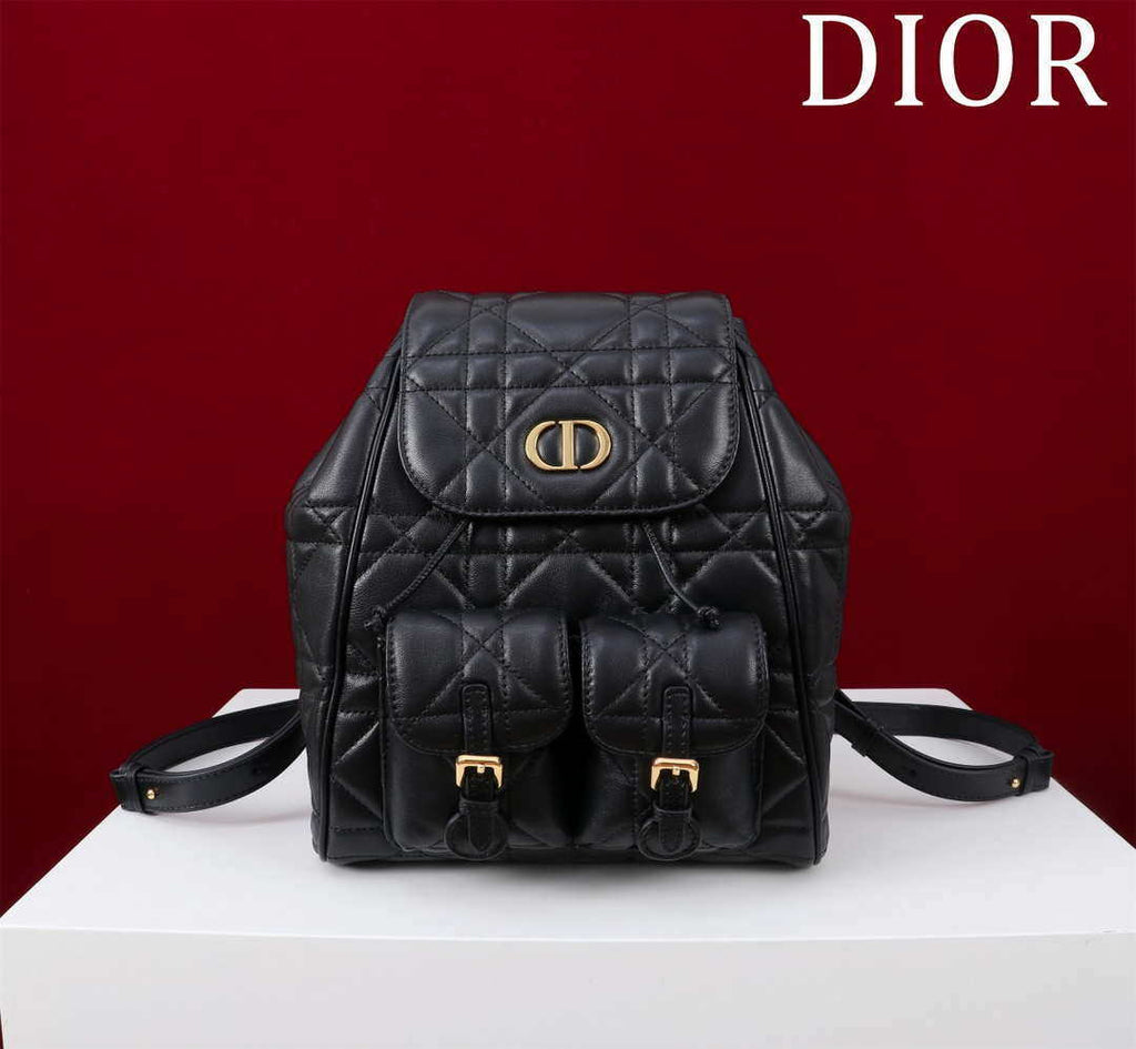 Dior Medium Dior Caro Backpack Black Macrocannage Lambskin M6301
