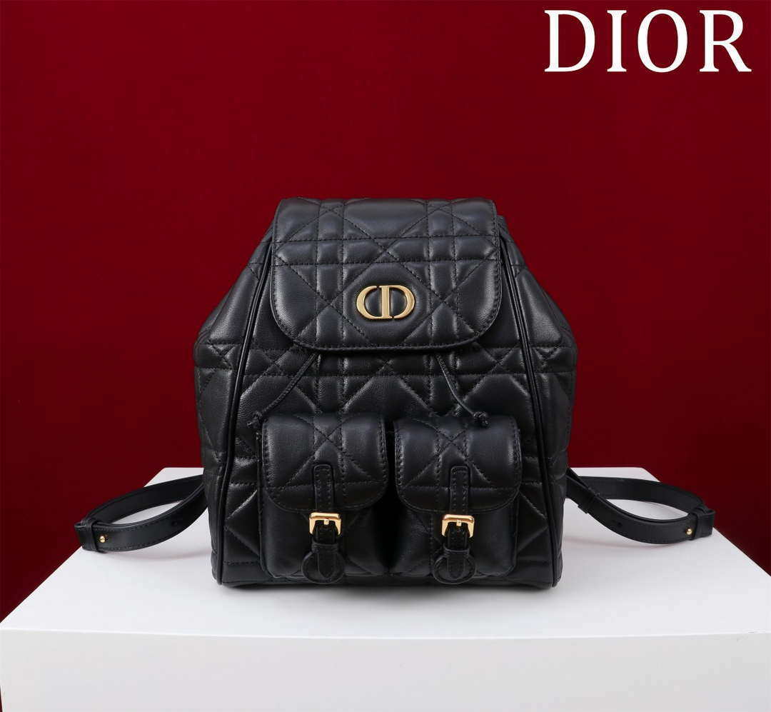 Dior Medium Dior Caro Backpack Black Macrocannage Lambskin M6301 - Default Title - View 1