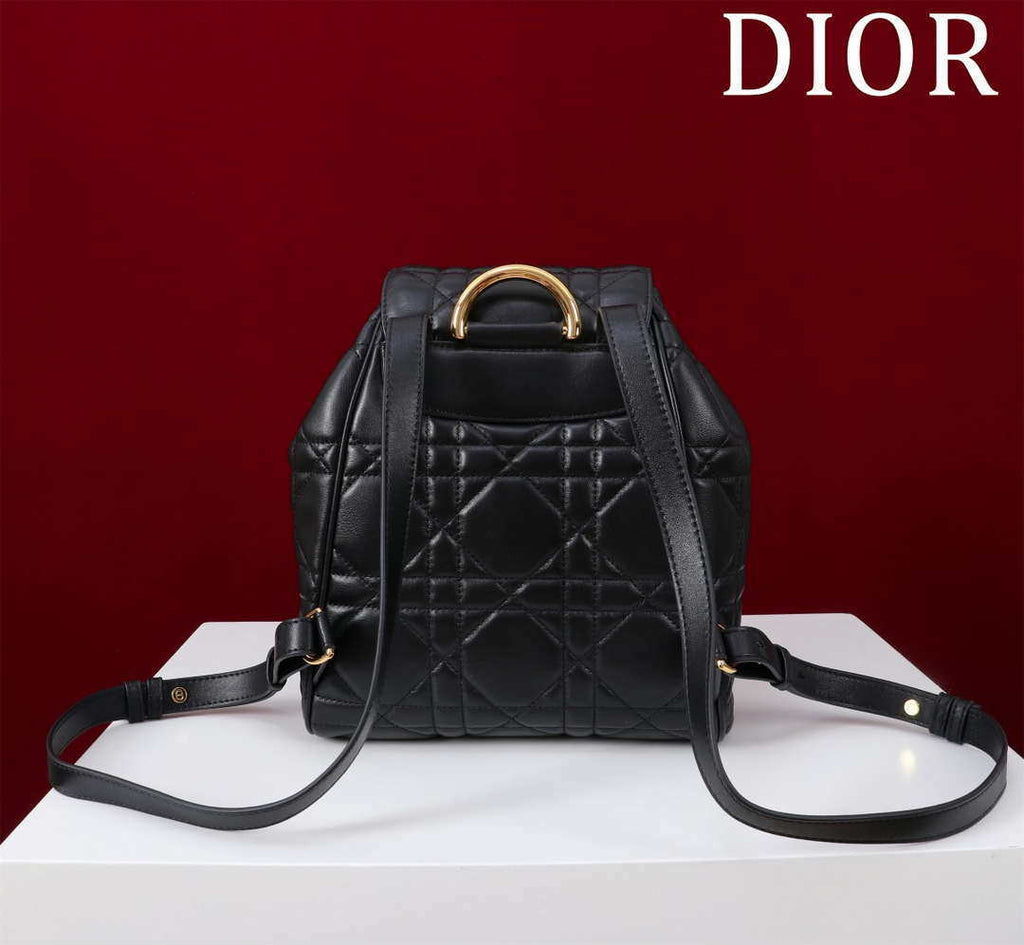 Dior Medium Dior Caro Backpack Black Macrocannage Lambskin M6301