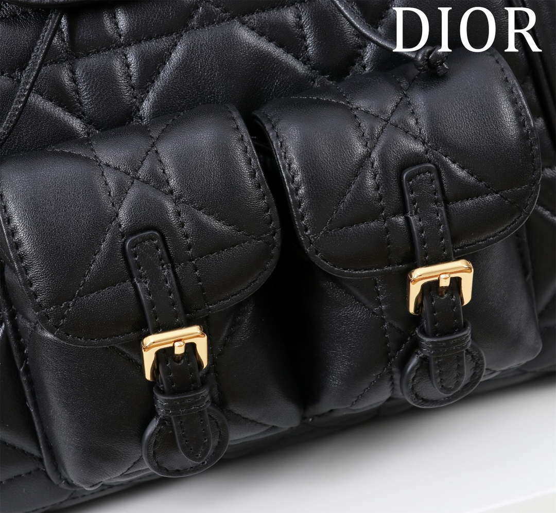 Dior Medium Dior Caro Backpack Black Macrocannage Lambskin M6301