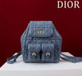 Dior Medium Dior Caro Backpack Navy blue Macrocannage Lambskin M6301