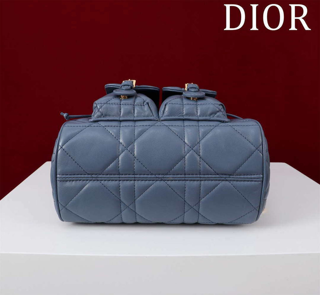 Dior Medium Dior Caro Backpack Navy blue Macrocannage Lambskin M6301