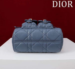 Dior Medium Dior Caro Backpack Navy blue Macrocannage Lambskin M6301 - Default Title - View 3