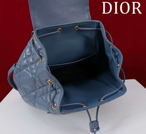 Dior Medium Dior Caro Backpack Navy blue Macrocannage Lambskin M6301 - Default Title - View 5