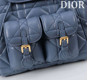Dior Medium Dior Caro Backpack Navy blue Macrocannage Lambskin M6301 - Default Title - View 6