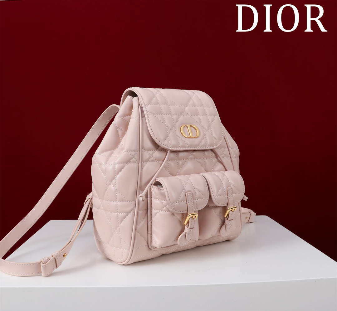 Dior Medium Dior Caro Backpack Pink Macrocannage Lambskin M6301
