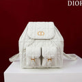 Dior Medium Dior Caro Backpack White Macrocannage Lambskin M6301 - Default Title - View 1