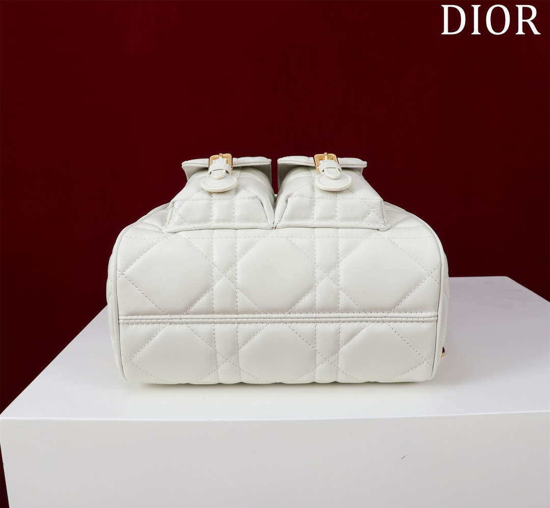 Dior Medium Dior Caro Backpack White Macrocannage Lambskin M6301 - Default Title - View 4