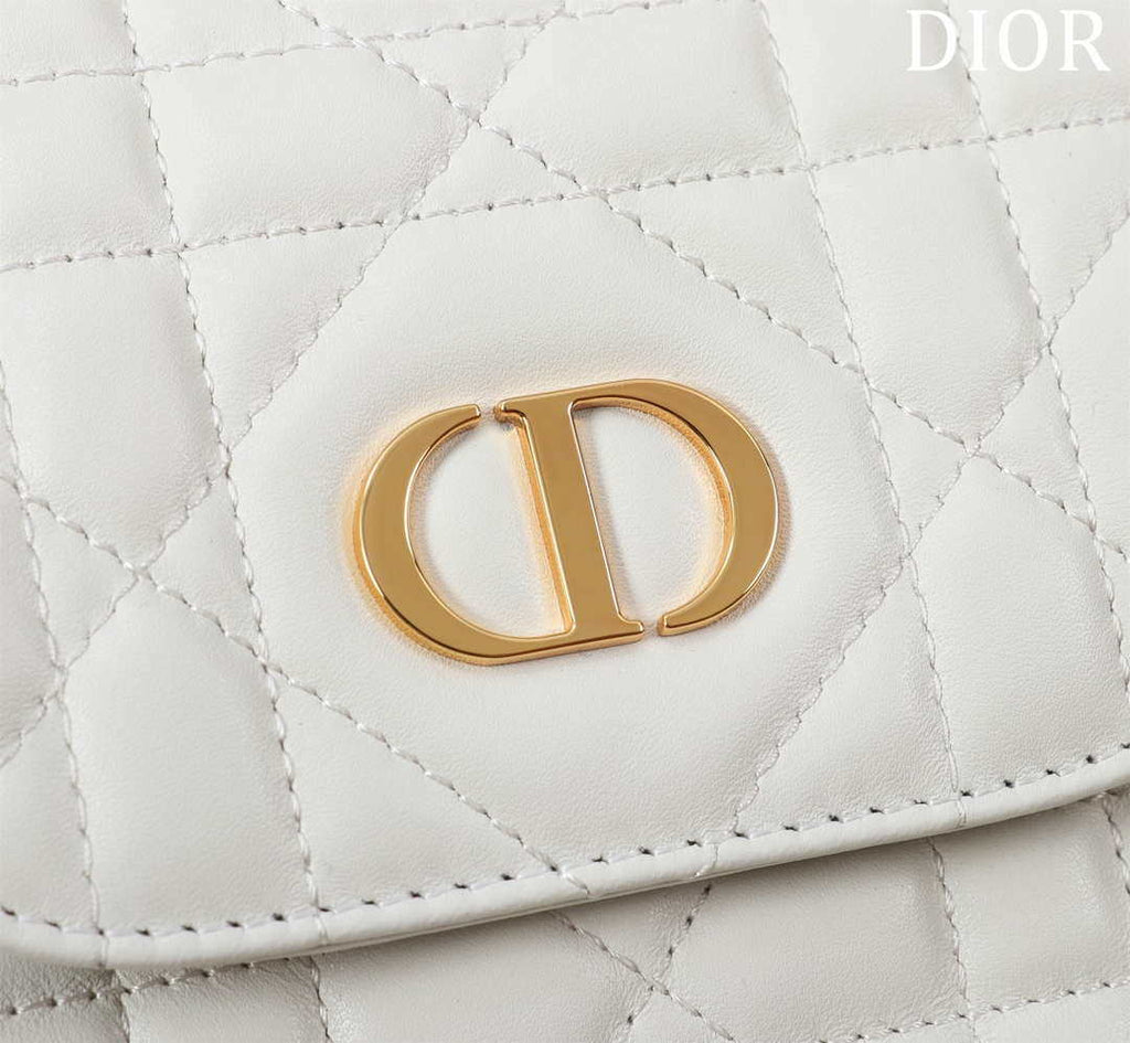 Dior Medium Dior Caro Backpack White Macrocannage Lambskin M6301
