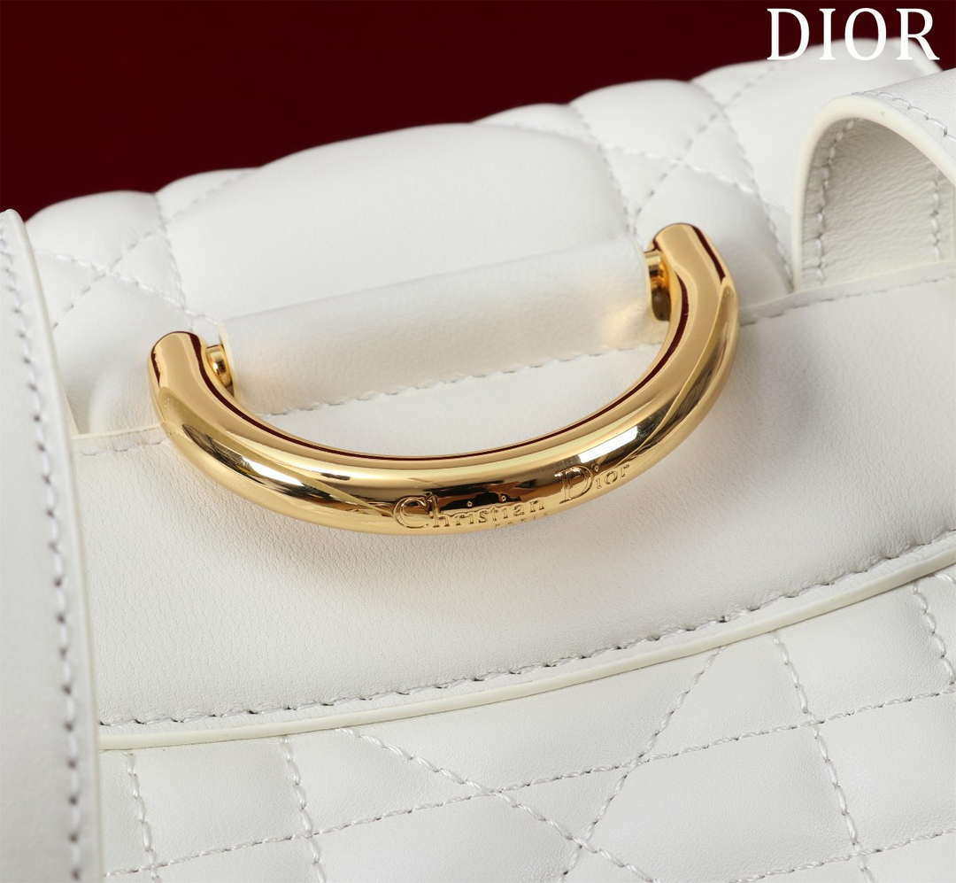 Dior Medium Dior Caro Backpack White Macrocannage Lambskin M6301