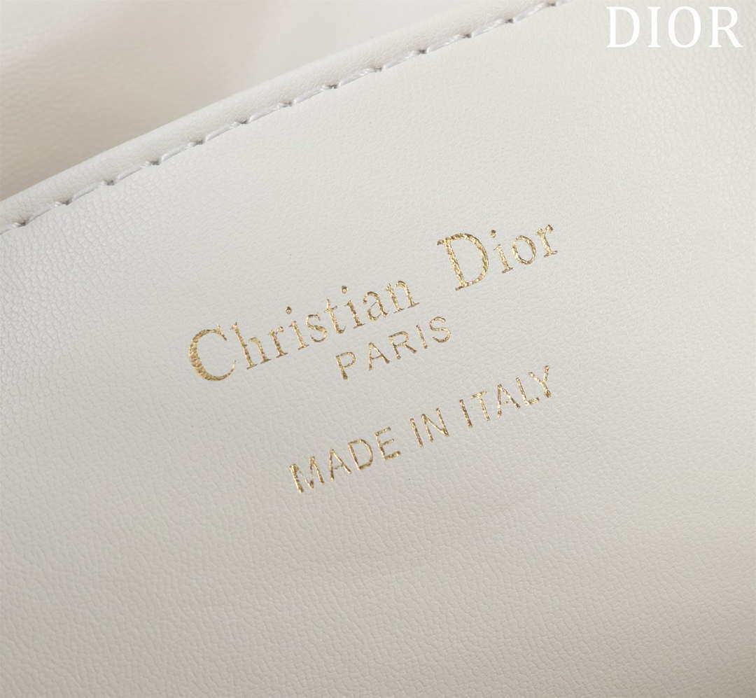 Dior Medium Dior Caro Backpack White Macrocannage Lambskin M6301