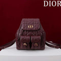 Dior Medium Dior Caro Backpack Wine Red Macrocannage Lambskin M6301 - Default Title - View 1