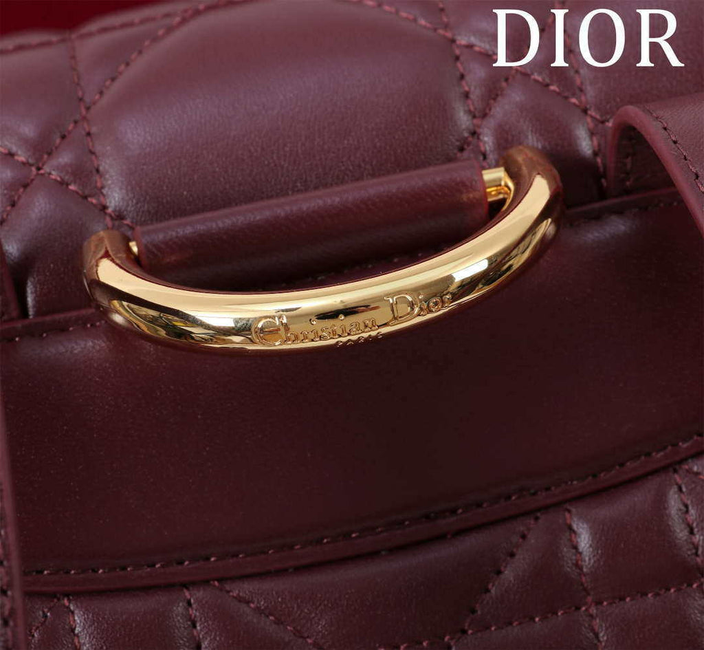 Dior Medium Dior Caro Backpack Wine Red Macrocannage Lambskin M6301