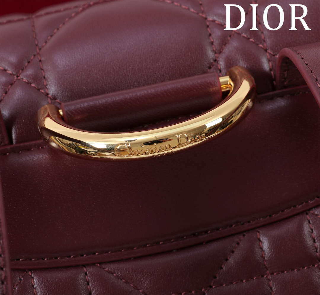 Dior Medium Dior Caro Backpack Wine Red Macrocannage Lambskin M6301