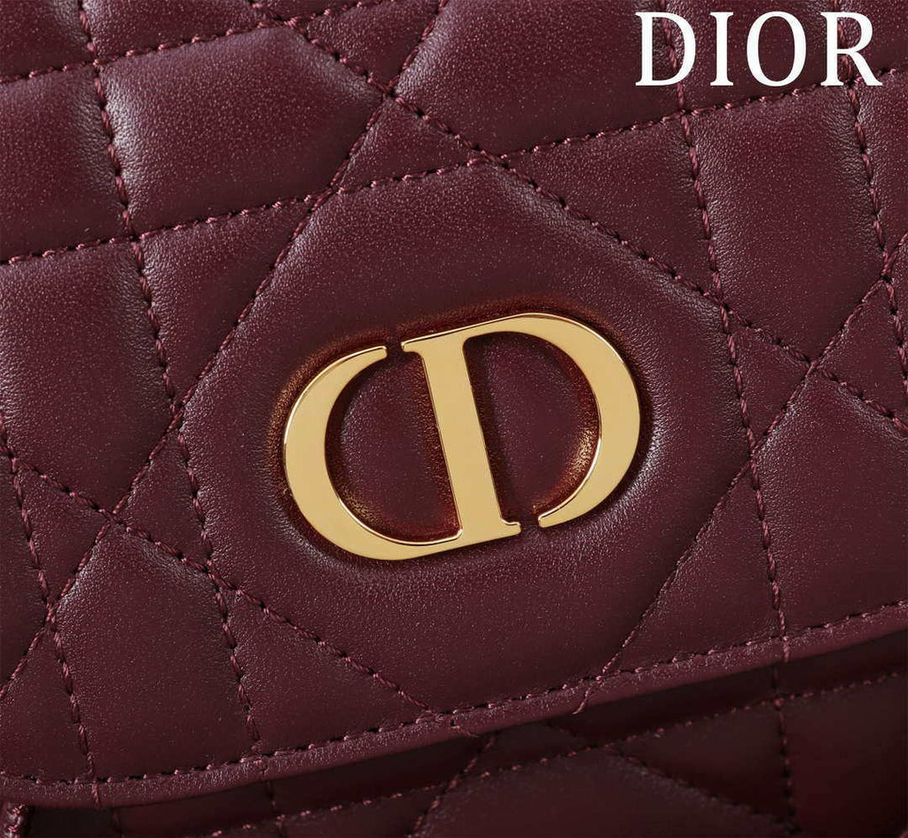 Dior Medium Dior Caro Backpack Wine Red Macrocannage Lambskin M6301