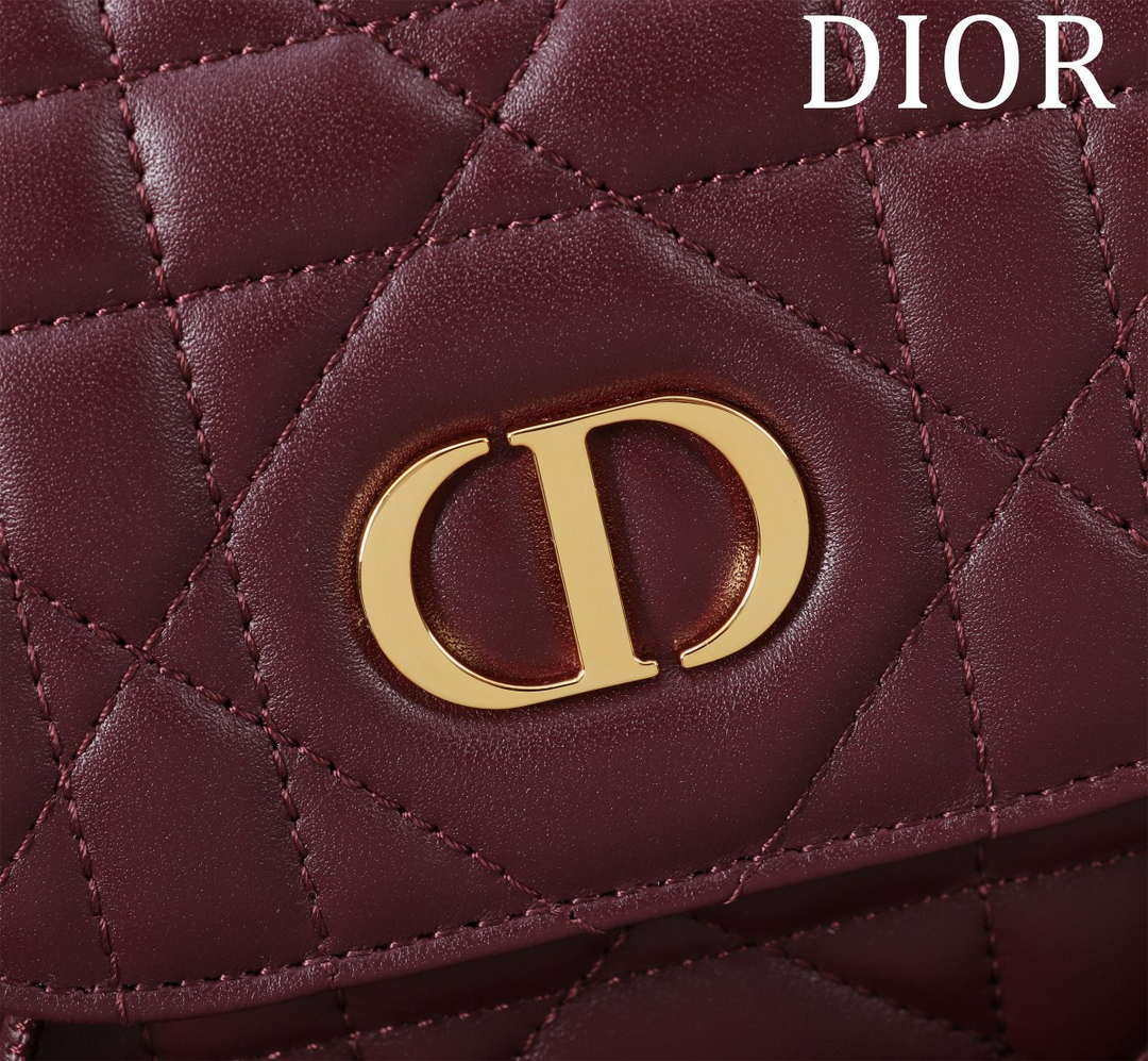Dior Medium Dior Caro Backpack Wine Red Macrocannage Lambskin M6301