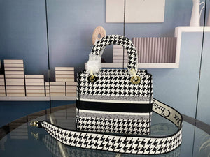 Dior Medium Lady D-Life Bag M0565 Butterfly Embroidery Black and White - Default Title - View 3
