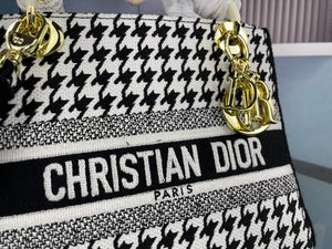 Dior Medium Lady D-Life Bag M0565 Butterfly Embroidery Black and White - Default Title - View 4