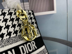 Dior Medium Lady D-Life Bag M0565 Butterfly Embroidery Black and White - Default Title - View 5