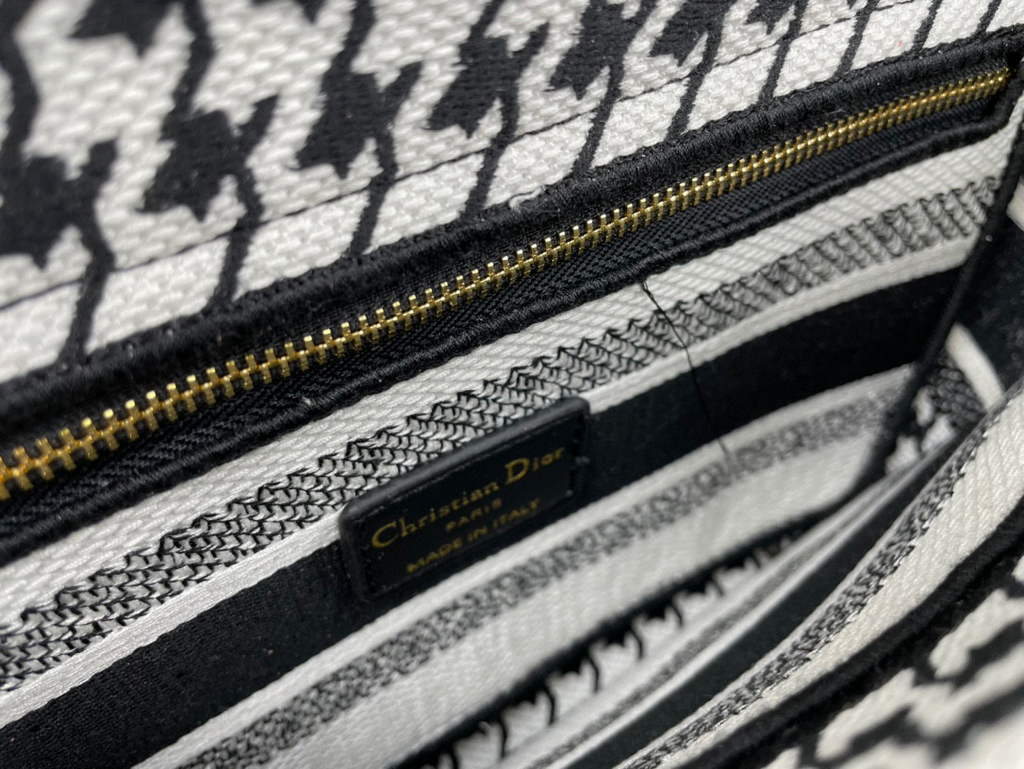 Dior Medium Lady D-Life Bag M0565 Butterfly Embroidery Black and White