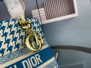 Dior Medium Lady D-Life Bag M0565 Butterfly Embroidery Blue and Beige - Default Title - View 5
