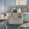 Dior Medium Lady D-Life Bag M0565 Cannage Embroidery Grey - Default Title - View 1