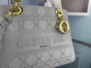 Dior Medium Lady D-Life Bag M0565 Cannage Embroidery Grey - Default Title - View 4