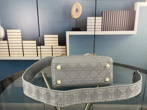 Dior Medium Lady D-Life Bag M0565 Cannage Embroidery Grey - Default Title - View 6
