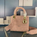 Dior M0565 Medium Lady D-Life Bag Cannage Embroidery Rosewood - Default Title - View 1