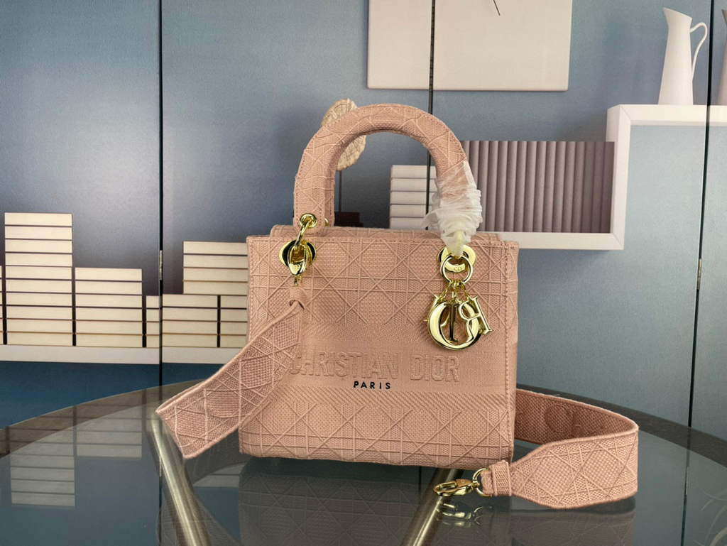 Dior M0565 Medium Lady D-Life Bag Cannage Embroidery Rosewood