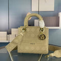 Dior M0565 Medium Lady D-Life Bag Cannage Embroidery Light Yellow - Default Title - View 1